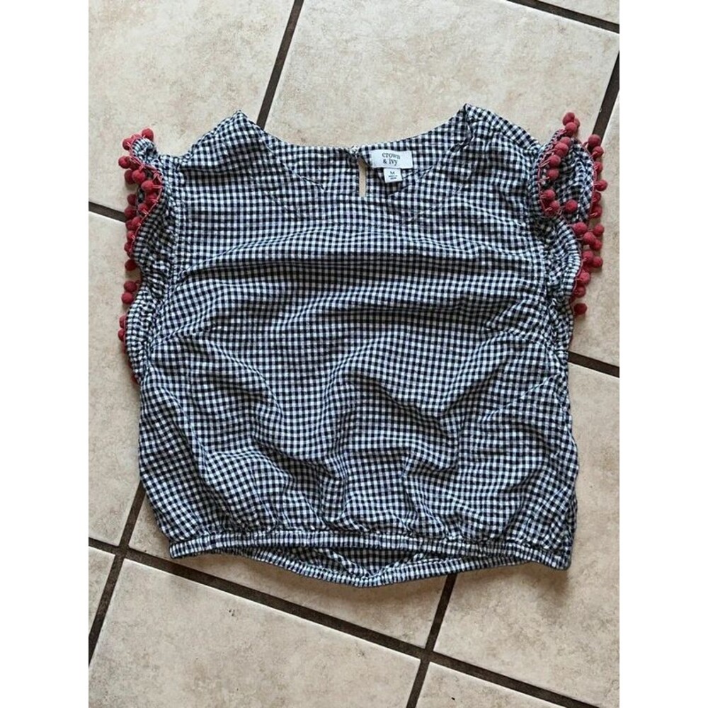 NWOT Women’s Crown & Ivy Black/White Gingham Top Size Medium